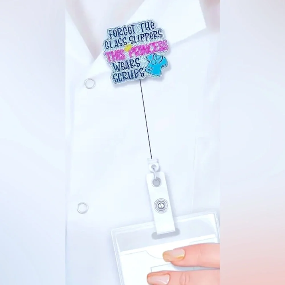 Glitter Retractable Nurse Badge Reel - Picture 4 of 5